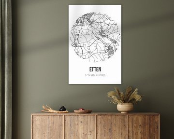 Etten (Gelderland) | Landkaart | Zwart-wit van MijnStadsPoster