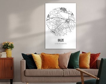 Gilze (Noord-Brabant) | Landkaart | Zwart-wit van MijnStadsPoster