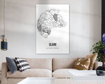 Glane (Overijssel) | Karte | Schwarz und weiß von Rezona