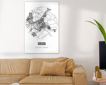 Gouda (Zuid-Holland) | Landkaart | Zwart-wit van Rezona