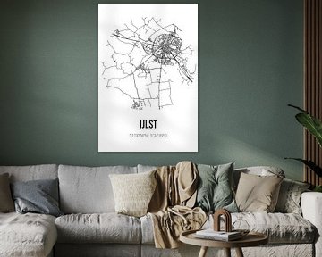 IJlst (Fryslan) | Landkaart | Zwart-wit van Rezona