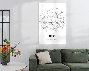 Leens (Groningen) | Landkaart | Zwart-wit van Rezona