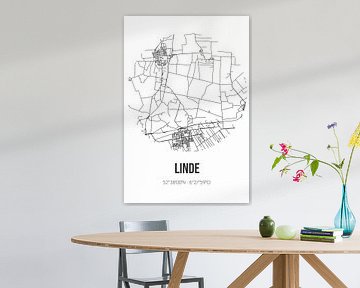 Linde (Drenthe) | Landkaart | Zwart-wit van Rezona