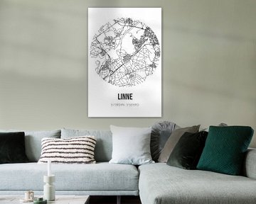 Linne (Limburg) | Carte | Noir et blanc sur Rezona