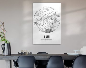 Oijen (Noord-Brabant) | Landkaart | Zwart-wit van MijnStadsPoster