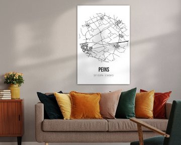Peins (Fryslan) | Map | Black and white by Rezona