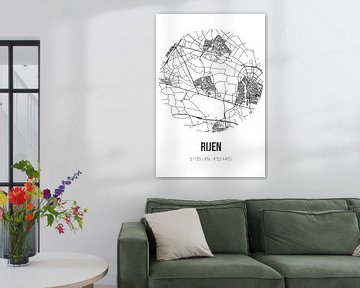 Rijen (Noord-Brabant) | Landkaart | Zwart-wit van Rezona