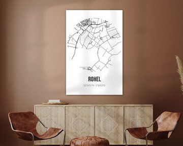 Rohel (Fryslan) | Map | Black and white by Rezona