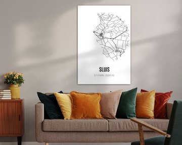 Sluis (Zeeland) | Landkaart | Zwart-wit van Rezona