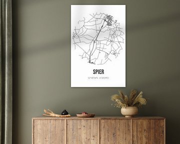 Spier (Drenthe) | Karte | Schwarz und weiß von Rezona