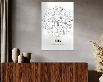 Vries (Drenthe) | Karte | Schwarz und weiß von Rezona