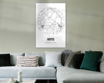 Wapse (Drenthe) | Map | Black and white by Rezona
