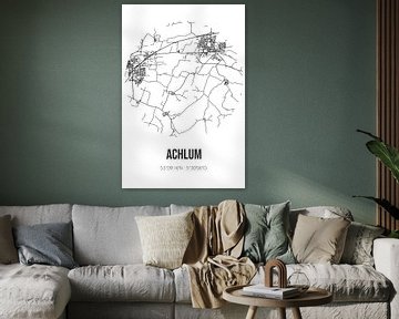 Achlum (Fryslan) | Landkaart | Zwart-wit van Rezona