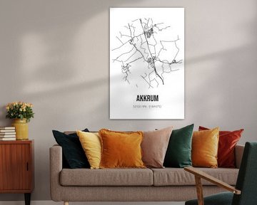 Akkrum (Fryslan) | Landkaart | Zwart-wit van Rezona