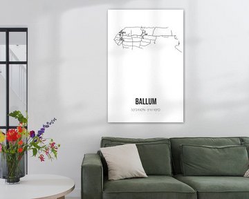 Ballum (Fryslan) | Landkaart | Zwart-wit van Rezona