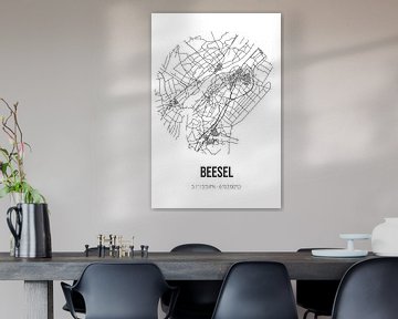 Beesel (Limburg) | Landkaart | Zwart-wit van Rezona