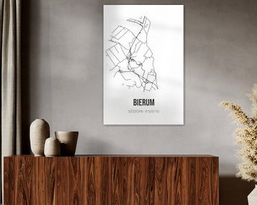 Bierum (Groningen) | Landkaart | Zwart-wit van Rezona