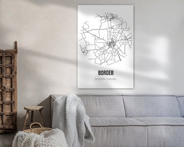 Borger (Drenthe) | Carte | Noir et Blanc sur Rezona