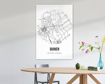 Buinen (Drenthe) | Landkaart | Zwart-wit van MijnStadsPoster