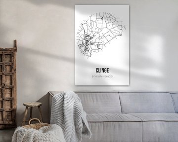 Clinge (Zeeland) | Landkaart | Zwart-wit van Rezona