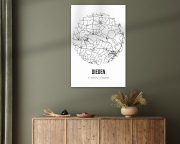 Dieden (North Brabant) | Map | Black and white by Rezona