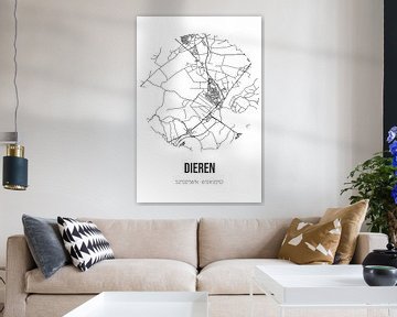 Tiere (Gelderland) | Karte | Schwarz und weiß von Rezona