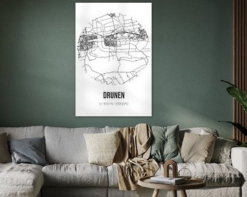 Drunen (Noord-Brabant) | Landkaart | Zwart-wit van MijnStadsPoster