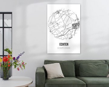 Echten (Drenthe) | Landkaart | Zwart-wit van MijnStadsPoster