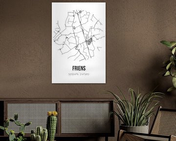 Friens (Fryslan) | Map | Black and white by Rezona