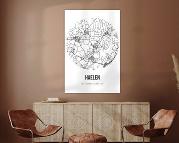 Haelen (Limburg) | Landkaart | Zwart-wit van MijnStadsPoster