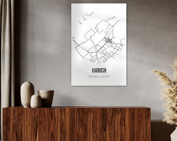 Harich (Fryslan) | Landkaart | Zwart-wit van Rezona