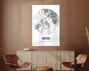 Hattem (Gelderland) | Landkaart | Zwart-wit van Rezona