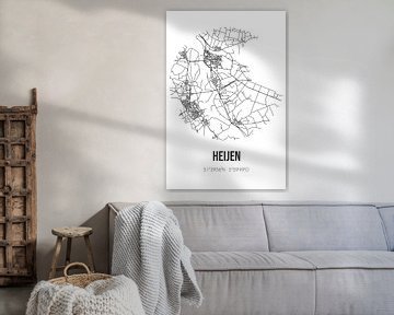 Heijen (Limburg) | Landkaart | Zwart-wit van Rezona