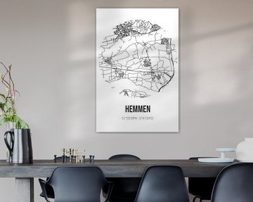 Hemmen (Gelderland) | Landkaart | Zwart-wit van Rezona