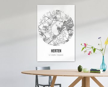 Herten (Limburg) | Landkaart | Zwart-wit van Rezona