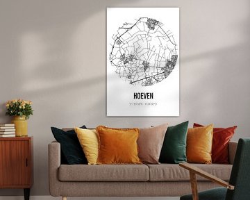 Hoeven (Nordbrabant) | Karte | Schwarz und Weiß von Rezona
