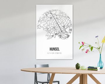 Hunsel (Limburg) | Landkaart | Zwart-wit van Rezona