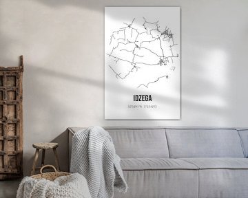 Idzega (Fryslan) | Landkaart | Zwart-wit van Rezona