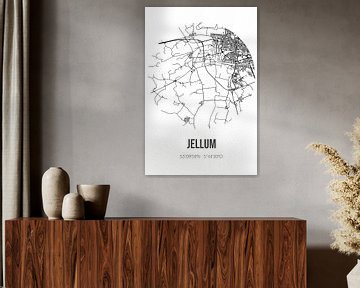 Jellum (Fryslan) | Map | Black and white by Rezona