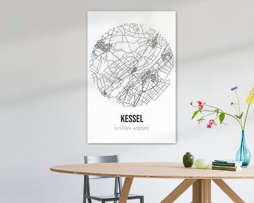 Kessel (Limburg) | Landkaart | Zwart-wit van Rezona