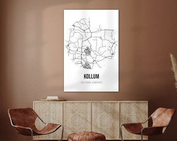 Kollum (Fryslan) | Landkaart | Zwart-wit van MijnStadsPoster