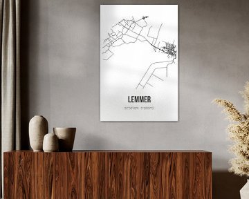 Lemmer (Fryslan) | Carte | Noir et blanc sur Rezona