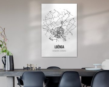 Loënga (Fryslan) | Karte | Schwarz und Weiß von Rezona