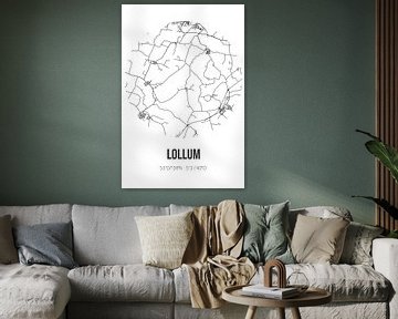 Lollum (Fryslan) | Map | Black and white by Rezona