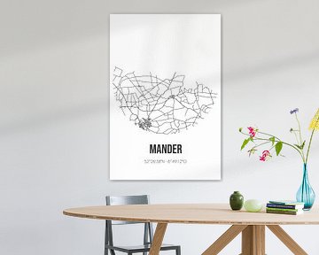 Mander (Overijssel) | Carte | Noir et Blanc sur Rezona