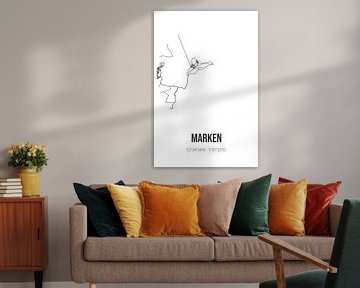 Marken (Noord-Holland) | Landkaart | Zwart-wit van MijnStadsPoster