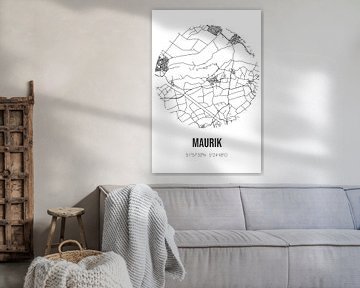 Maurik (Gueldre) | Carte | Noir et blanc sur Rezona