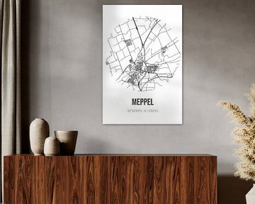 Meppel (Drenthe) | Karte | Schwarz und Weiß von Rezona