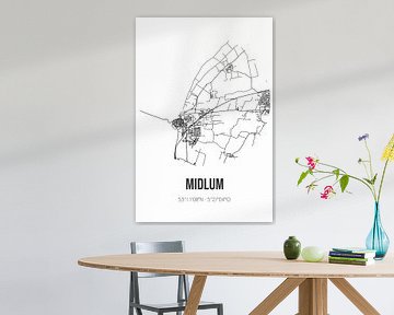 Midlum (Fryslan) | Landkaart | Zwart-wit van MijnStadsPoster