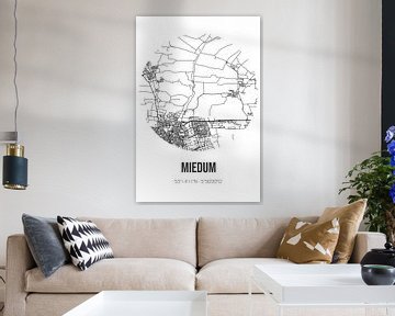 Miedum (Fryslan) | Map | Black and white by Rezona